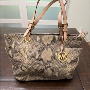 Michael Kors Tan Snake Print Tote Bag